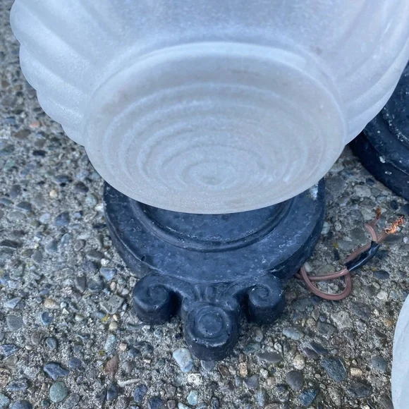 VTG Pair Art Deco Pagoda Style Porch Outdoor Lamps Lights Sconces Wall Mount